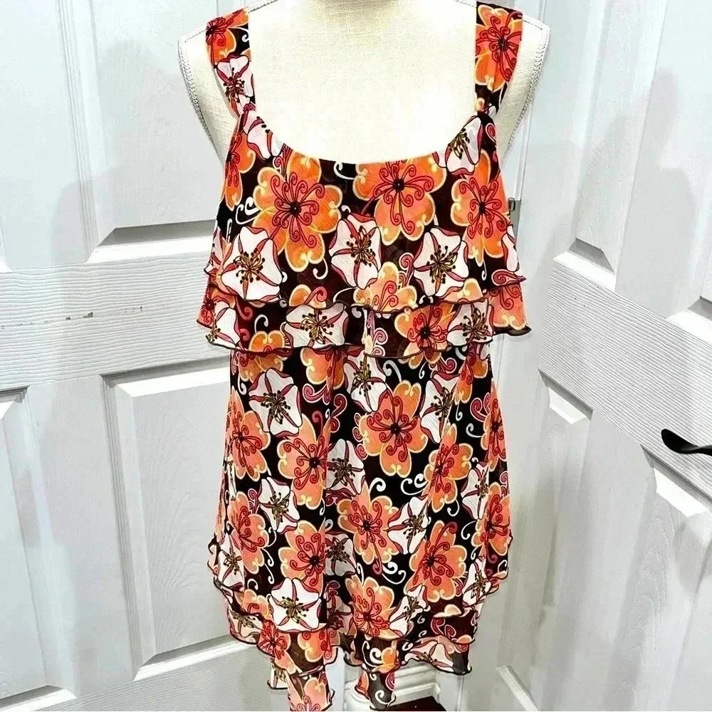Lane Bryant, sleeveless, Ruffled, floral, lined, adorable, blouse, shirt